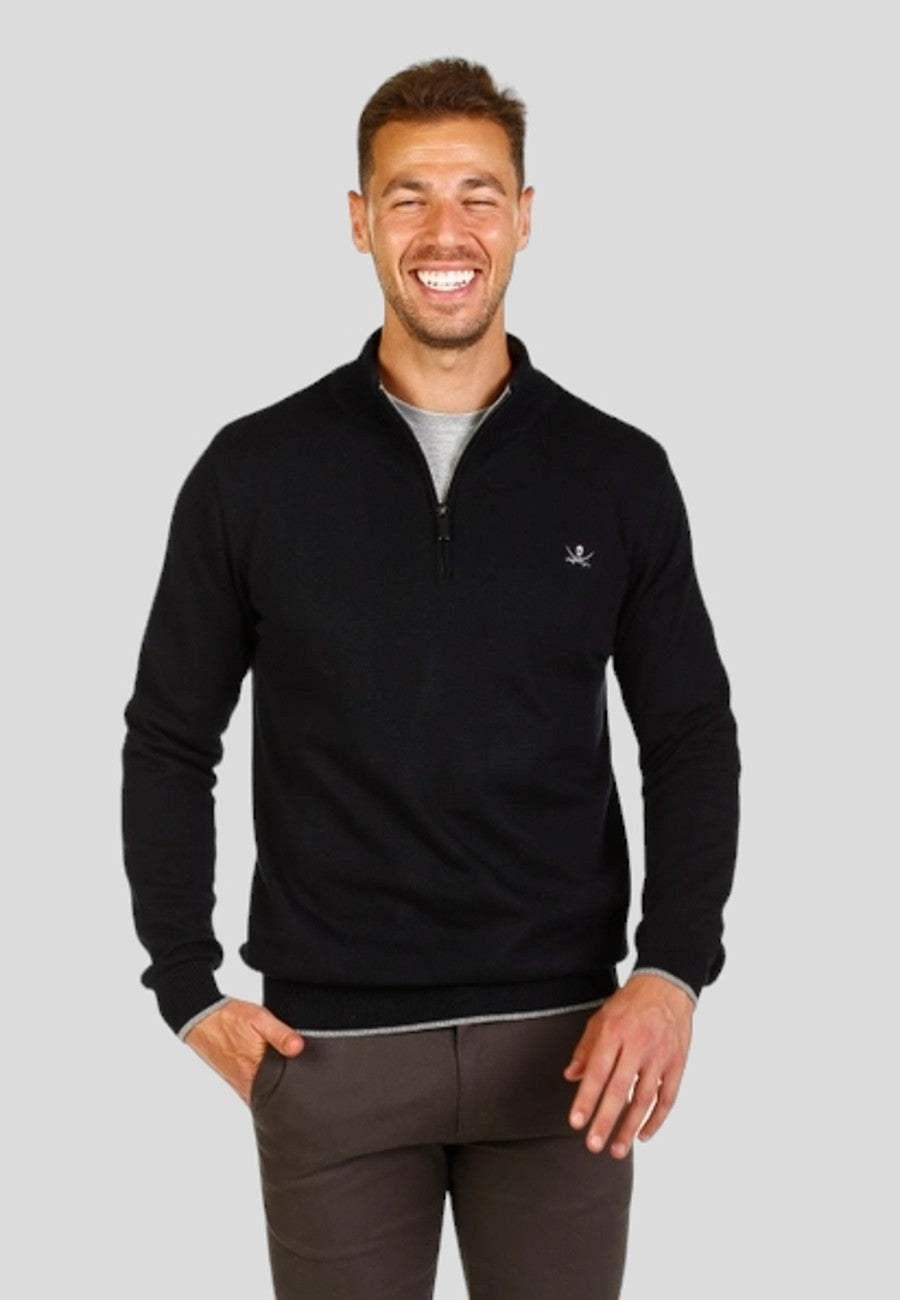 Mens half cheap zip black jumper