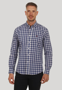 Camisa de algodón de hombre cuadros azules