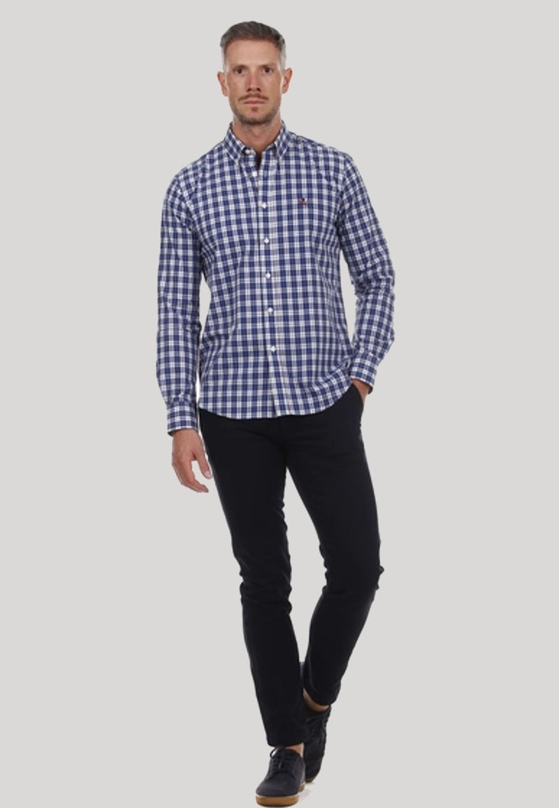 Camisa de algodón de hombre cuadros azules