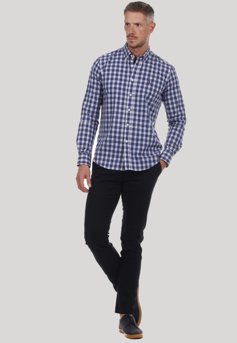 Camisa de algodón de hombre cuadros azules