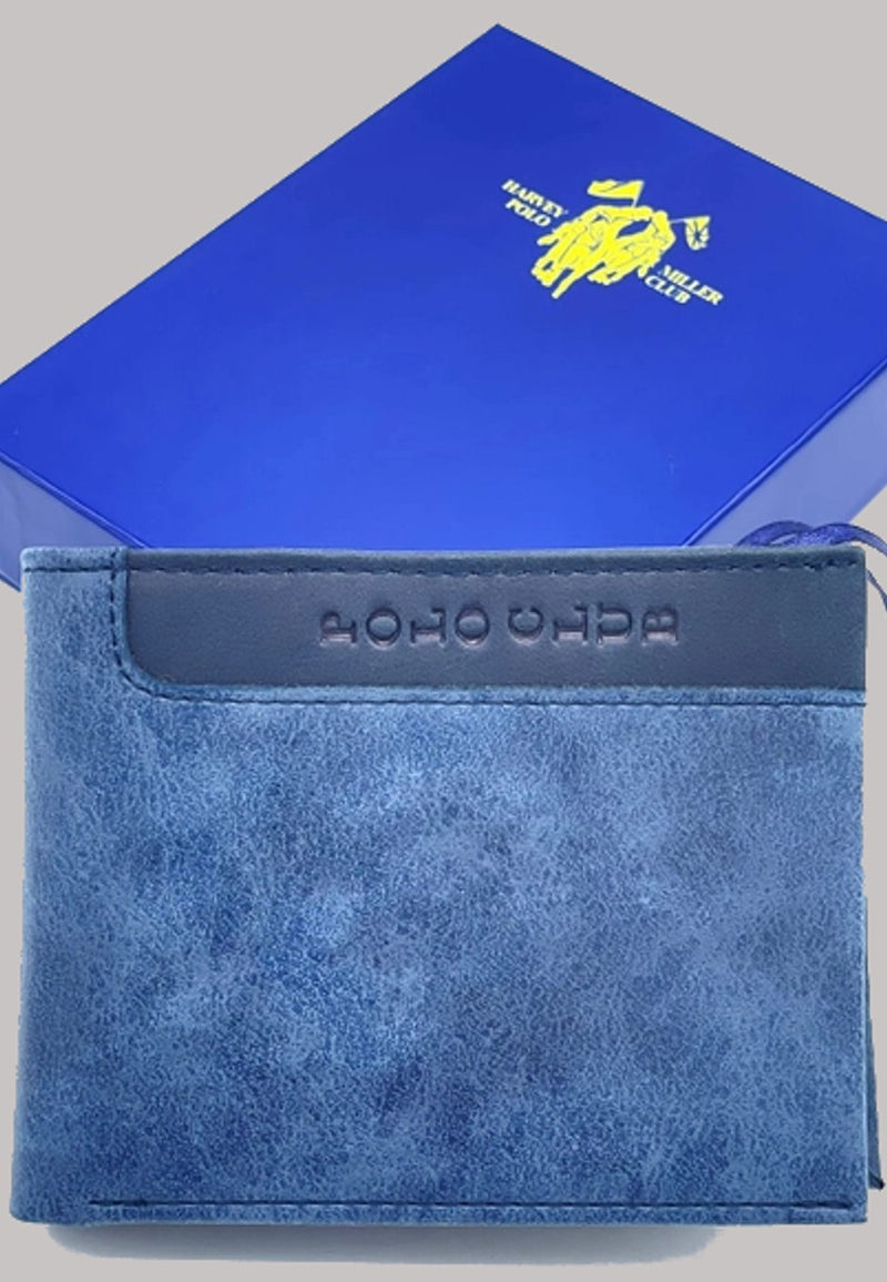 Cartera de hombre de piel azul Polo Club