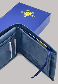 Cartera de hombre de piel azul Polo Club