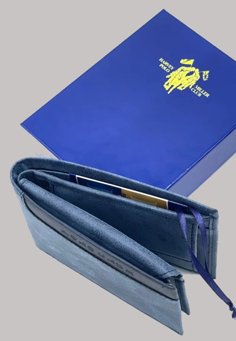 Cartera de hombre de piel azul Polo Club