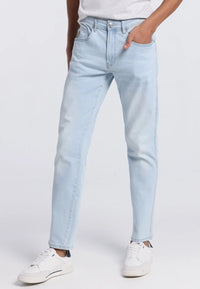 Pantalón de Hombre Jeans LOIS Azul Blanco, Recto de Tiro medio