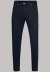 Men's Navy Blue Elastic Denim Pants - Airebis